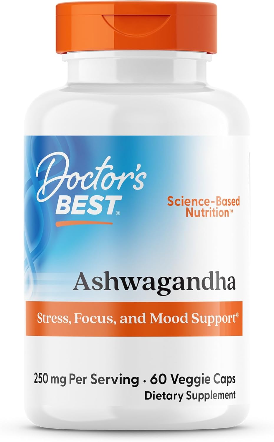 Doctor’s Best Ashwagandha with Sensoril, Ayurvedic Herb, Standardized Withania somnifera Extract, Clinically Proven to Support Mental Focus, Cardiovascular Health & Healthy Energy, 125mg, 60 Count