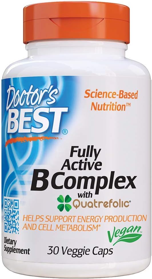 Doctor’s Best Fully Active B Complex, Non-GMO, Gluten & Soy Free, Vegan, Supports Energy Production, 30 Count
