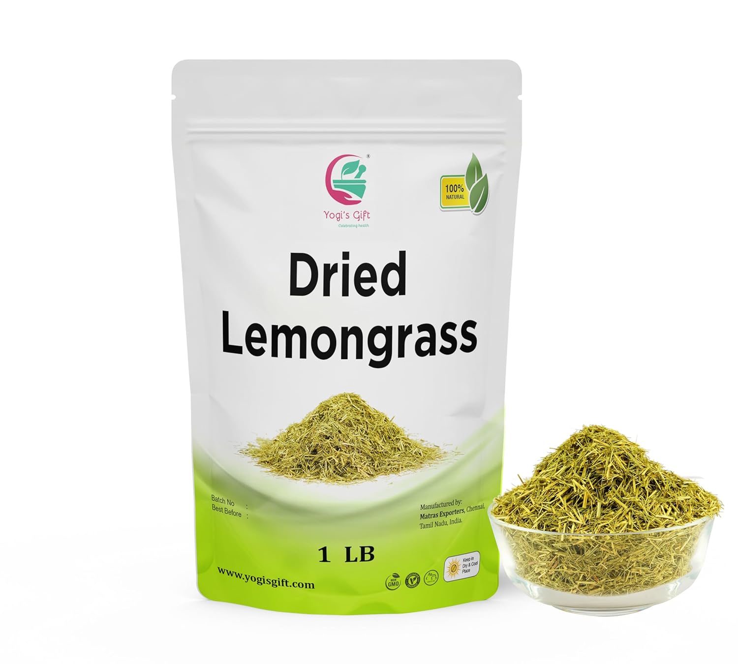 Dried Lemongrass 1 LB | Cut and Sifted Loose Leaf | Aroma Rich Lemon Grass | by Yogi’s Gift ®