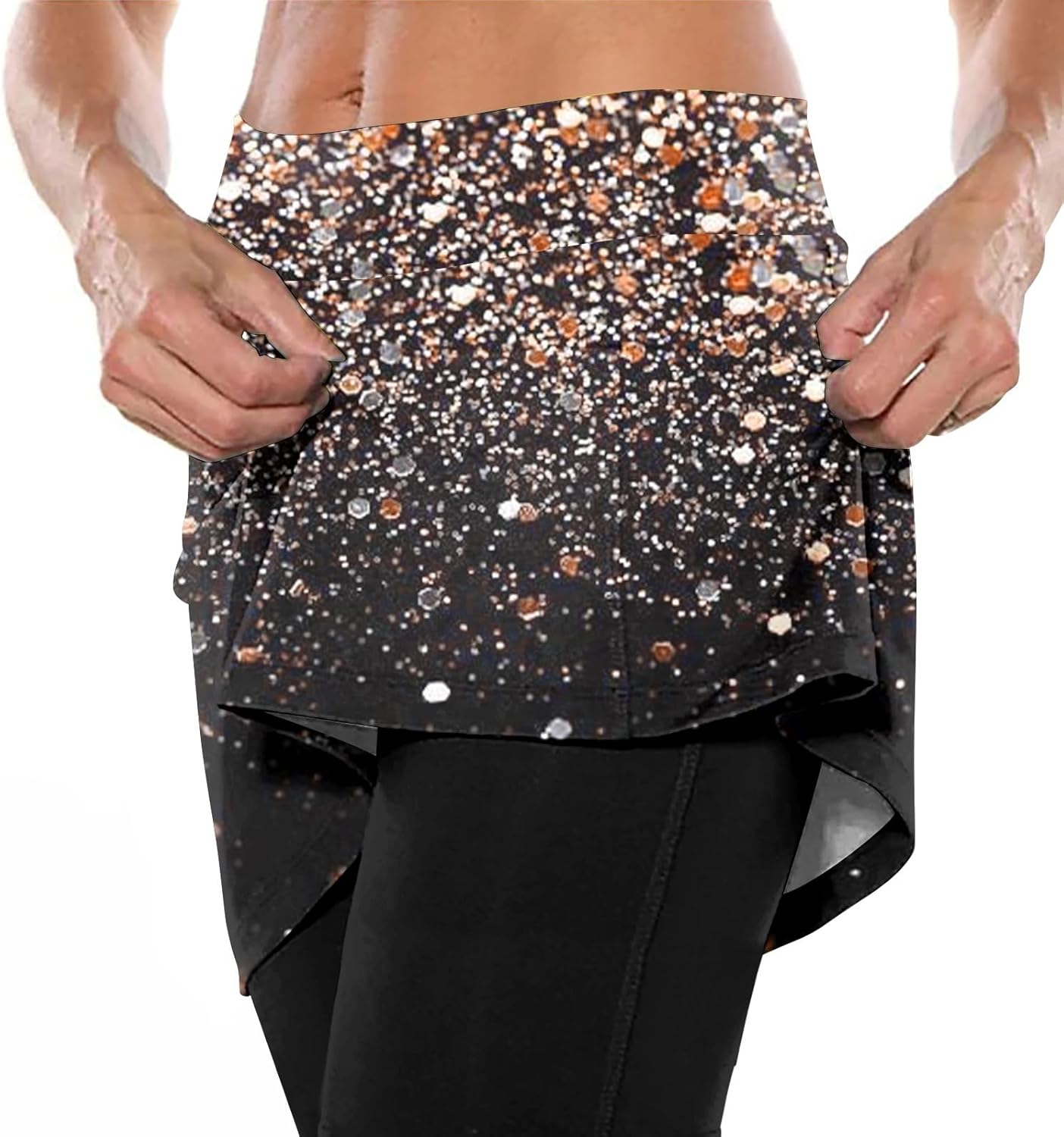 Elastic Yoga Culottes for Women Solid Color Athletic Shorts Lightweight High Waisted Skinny Giltter Joggers