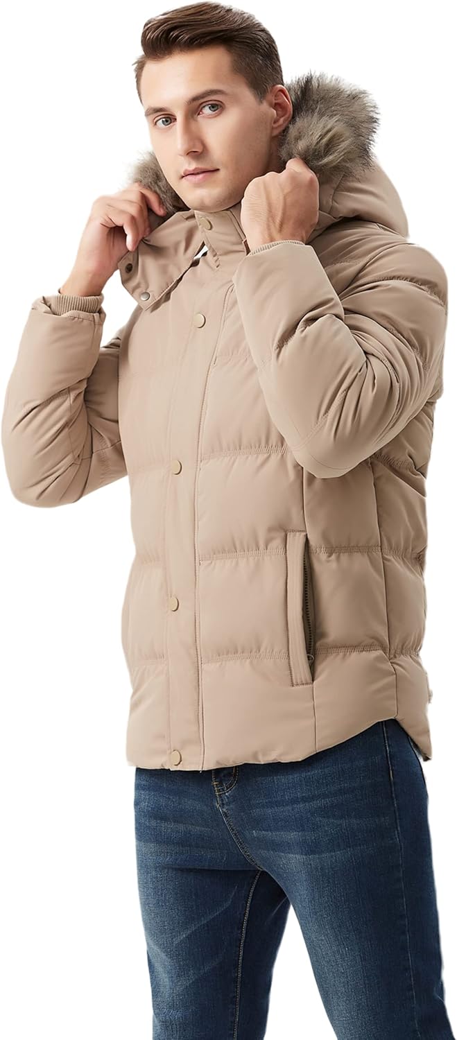 GGleaf Men’s Hooded Winter Coat Warm Puffer Jacket Thicken Quilted Jacket