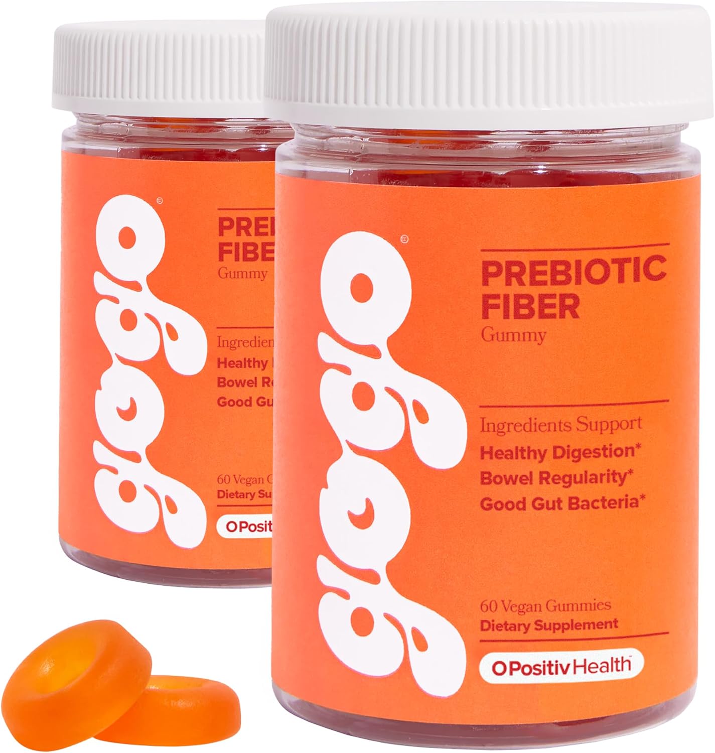 GOGO Fiber Gummies for Adults, 60 Count (Pack of 2) – Prebiotic Chicory Root Inulin Fiber Supplement – Daily Gummy Fiber for Digestive Gut Health – Non-GMO, Vegan & Cruelty-Free