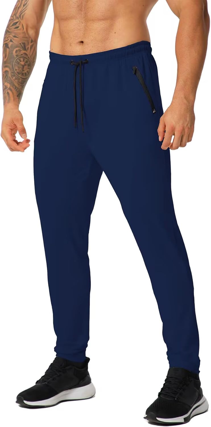 GYMELITE Men’s Gym Sweatpants Workout Joggers Active Athletic Jogger Pants with Zipper Pockets Casual Running Track Pants