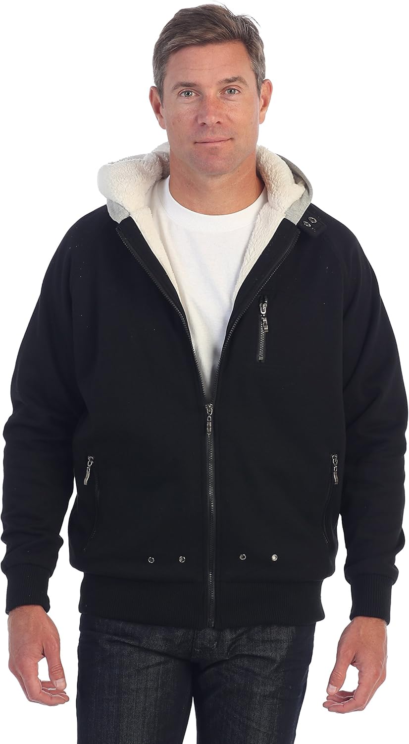 Gioberti Men’s Heavyweight Sherpa Lined Fleece Hoodie Jacket