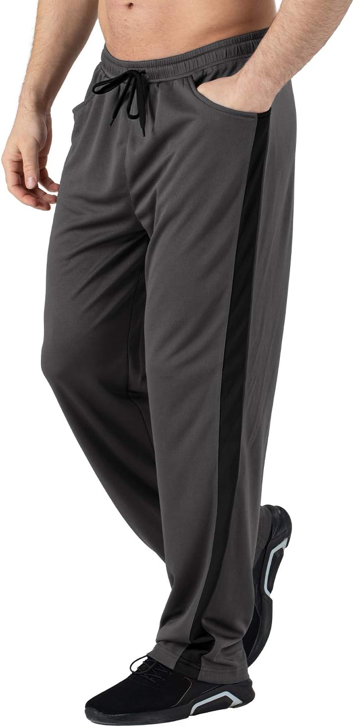 Gopune Men’s Jogger Sweatpants Breathable Running Gym Athletic Mesh Pants Open Bottom