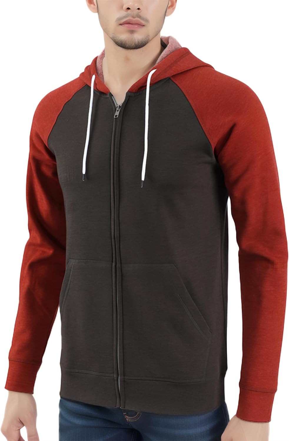 HARBETH Men’s Athletic Fit Full Zip Soft Fleece Hooded Sweatshirt Active Running Hiking Hoodie