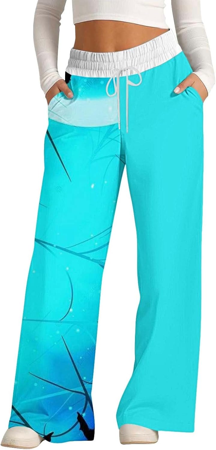 Halloween Sweatpants Women 2024 Spiderweb Pumpkin Bat Drawstring Cinch Bottom Pants Elastic Waist with Pockets