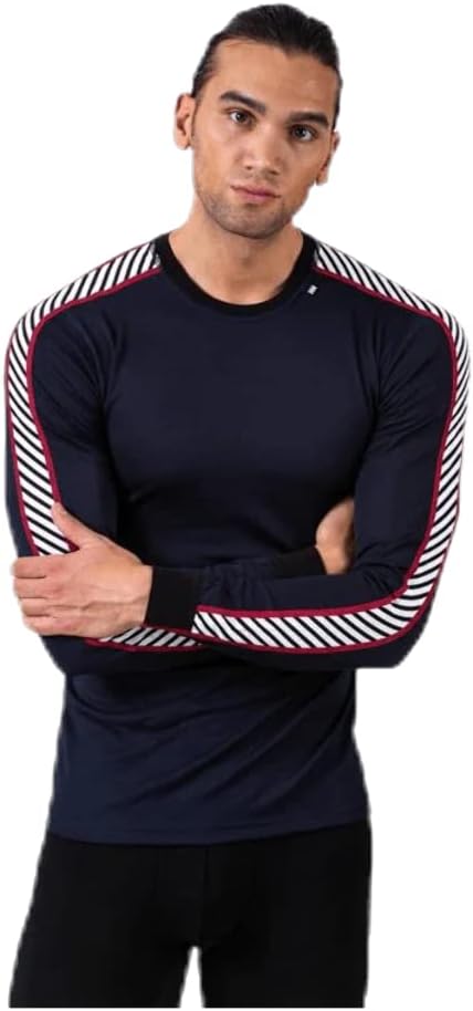 Helly Hansen Men’s Lifa Stripe Crew Lightweight Breathable Moisture Wicking Thermal Baselayer, 998 Black – Medium