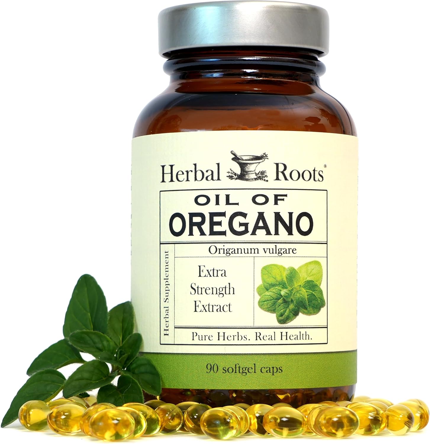 Herbal Roots Oil of Oregano – Made from Mediterranean Oregano Oil – 90 Easy to Swallow Softgel Capsules – Extra Strength 150mg