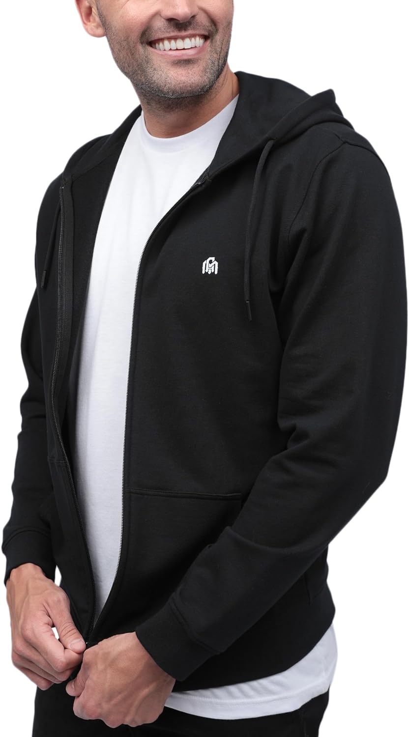 INTO THE AM Premium Zip Up Hoodies for Men S – 4XL Casual Lightweight Fitted Full Zip Sweatshirt