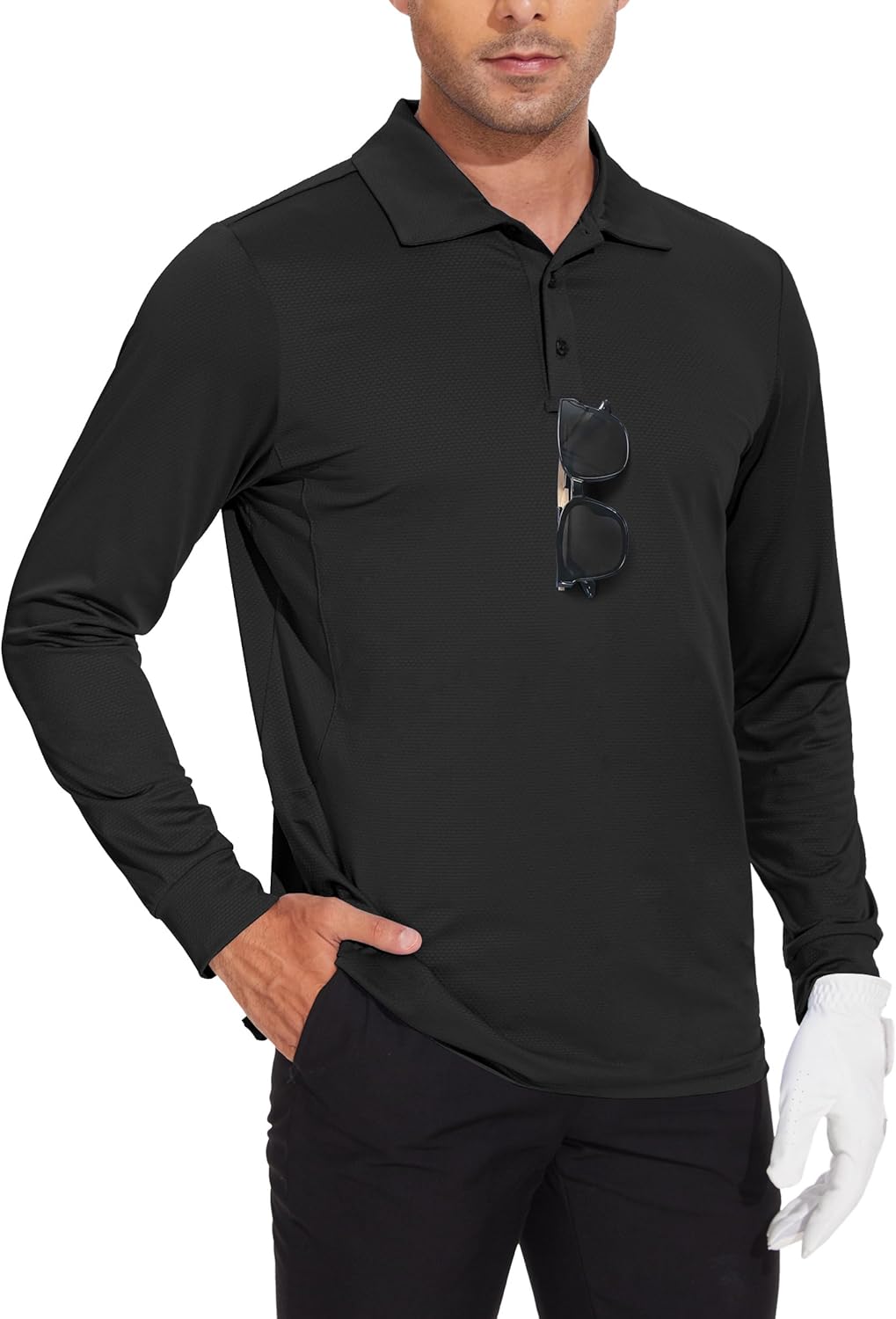 JWM Men’s Long Sleeve Golf Polo Shirts – Athletic Casual Travel Performance Collar Shirts Lightweight Quick Dry UPF50