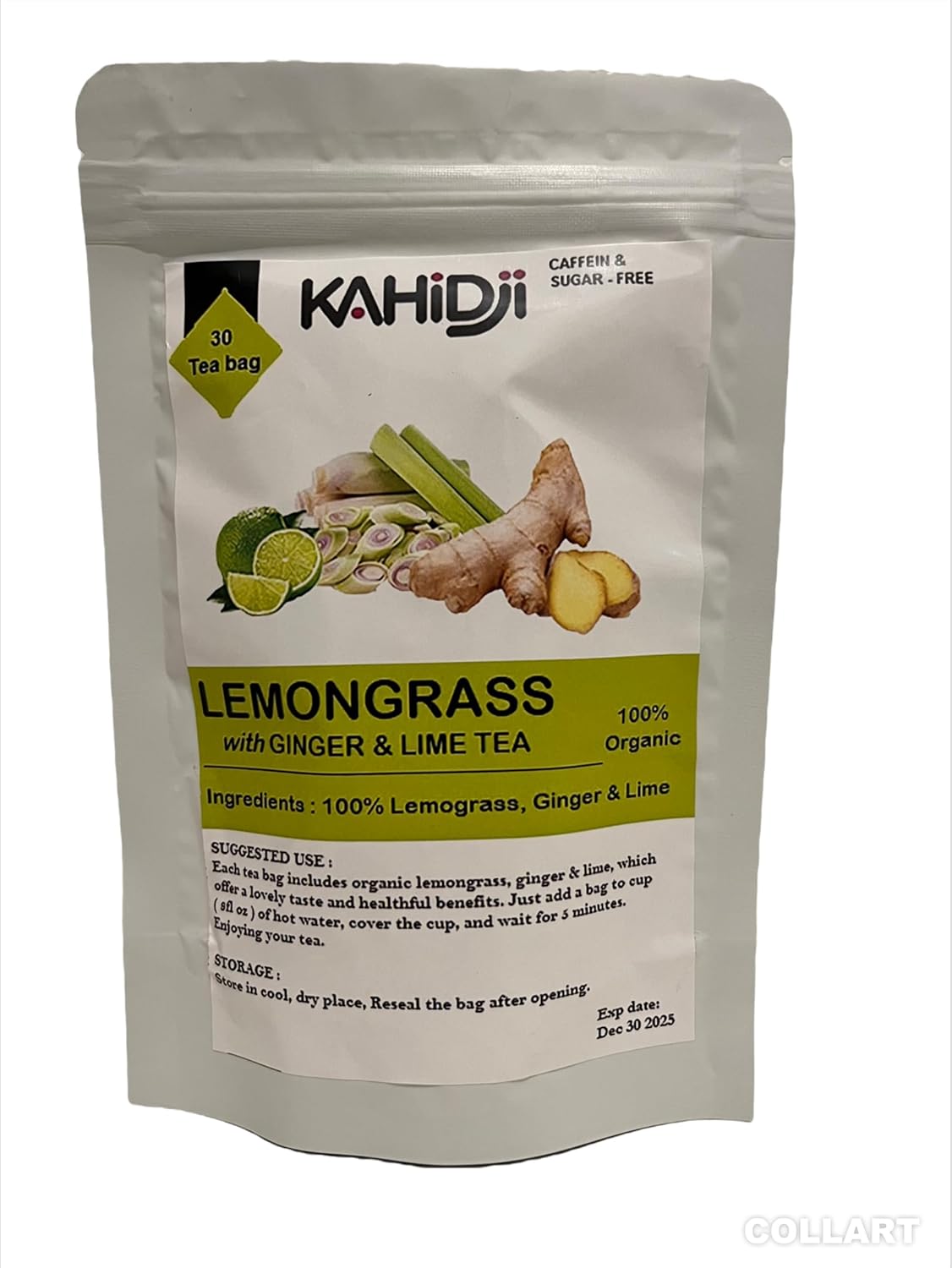 KAHIDJI Organic Lemongrass with Ginger & Lime Tea 30 Bags
