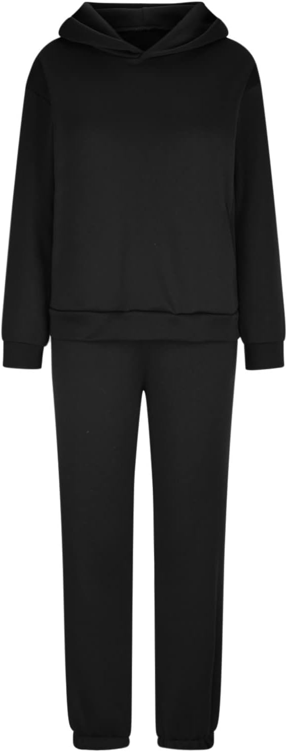 Lastesso Sweat Sets for Women 2 Piece Oversized Solid Tracksuit Long Sleeve Hoodies Baggy Cinch Bottom Sweatpants Tracksuits