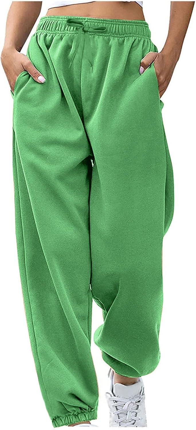 Lastesso Womens Sweatpants with Pockets Straight Leg Cinch Bottom Sweat Pants Baggy High Waisted Sports Pants with Pockets