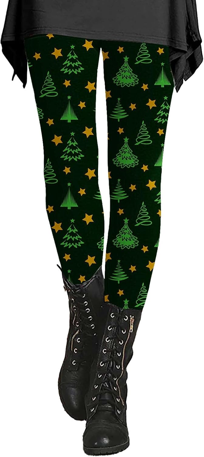 Leggings for Women High Waisted Novelty Christmas Holiday Print Leggings Tummy Control Ankle Length Yoga Pants