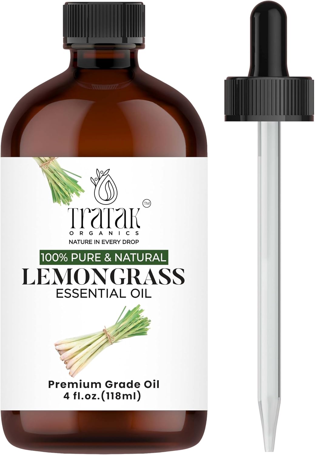Lemongrass Essential Oil, 100% Pure and Natural Oil with Premium Dropper, Undiluted Essential Oil for Aromatherapy, Diffuser, Humidifier, Oil for Skin & DIYs, Huge 4 Oz