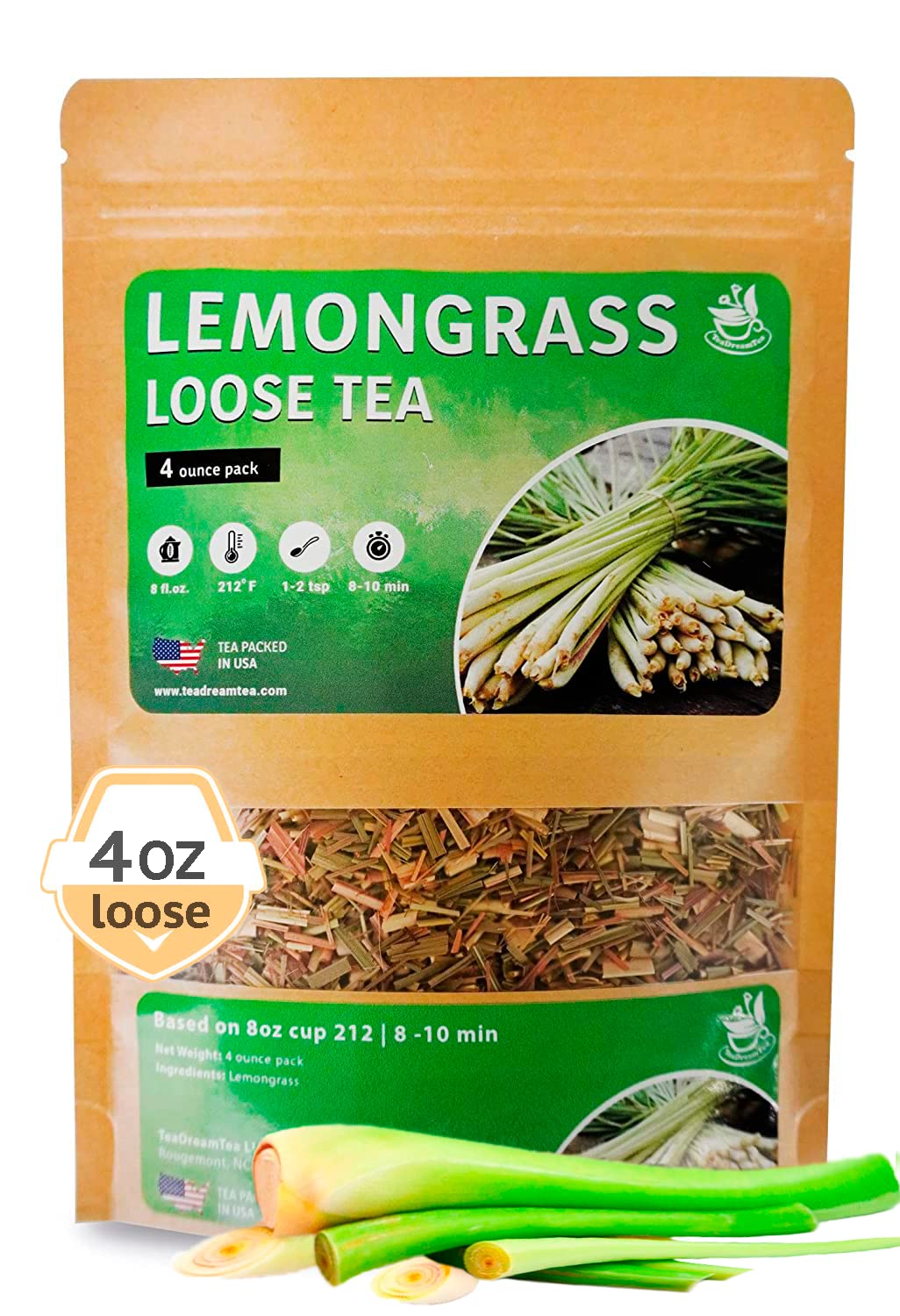 Lemongrass Tea Loose Leaf Bulk – 4 oz Loose Leaf Herbal Tea – Tea With Lemongrass – Lemongrass Teas – Caffeine Free – Loose Leaf Tea Lemongrass – Lemongrass Tea Loose – Lemongrass For Tea