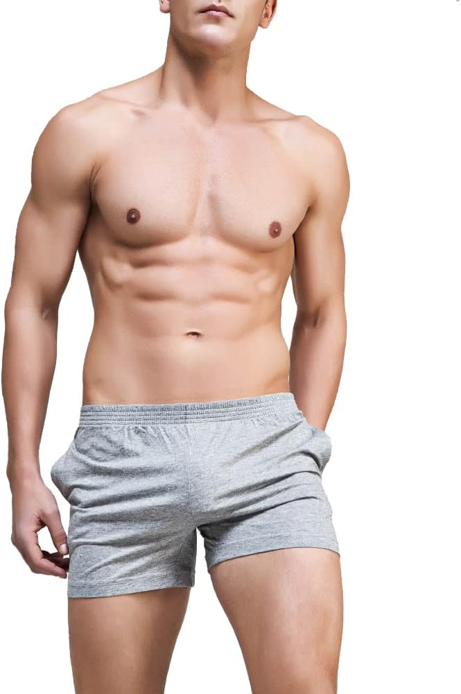 Mens 3″ Inseam Short Running Shorts Lightweight Gym Athletic Workout Training Cotton Casual Short with Slant Pockets