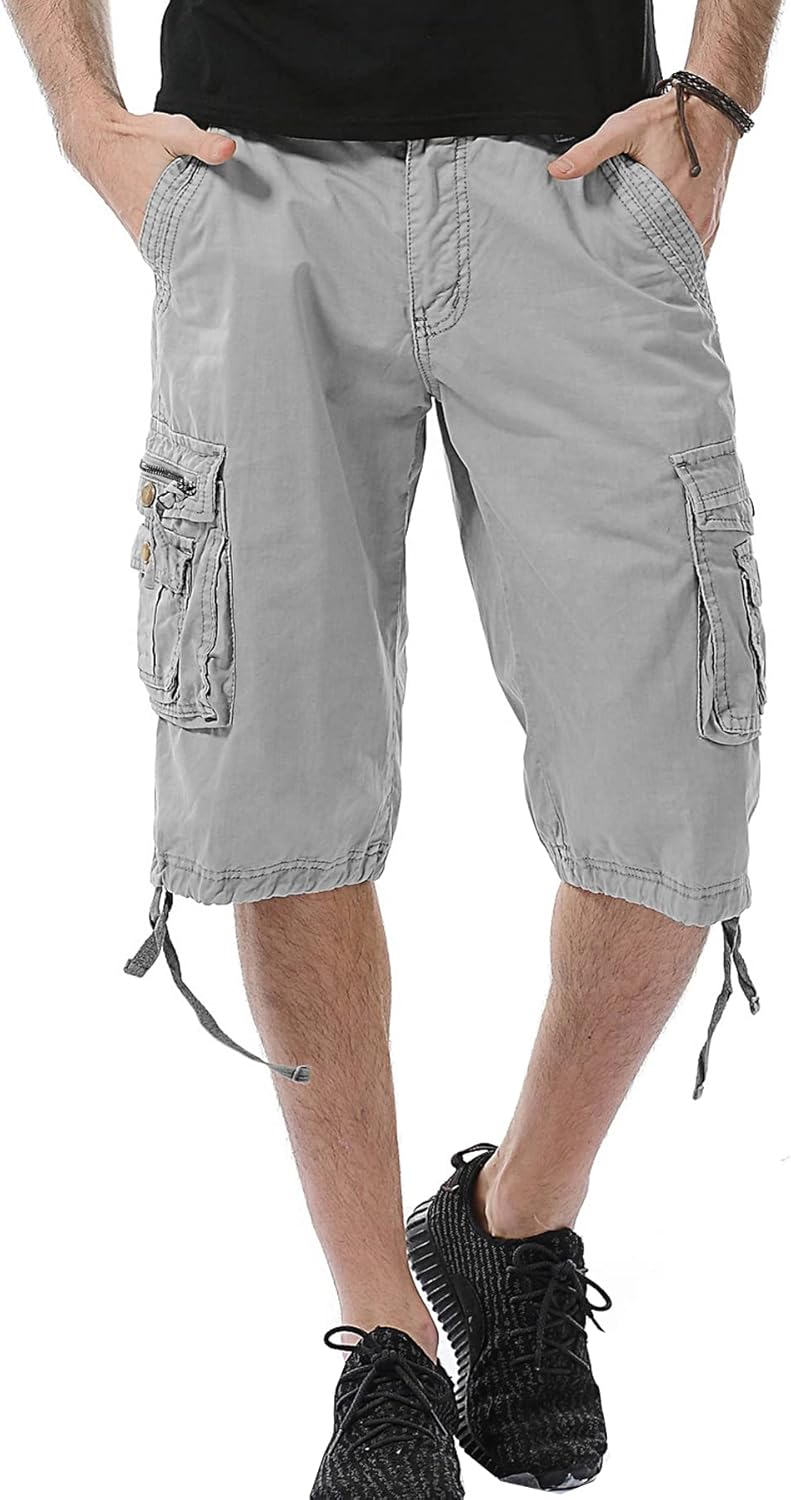 Mens Camo Cargo Shorts Cotton Multi-Pocket Outdoor Camouflage Cargo Shorts