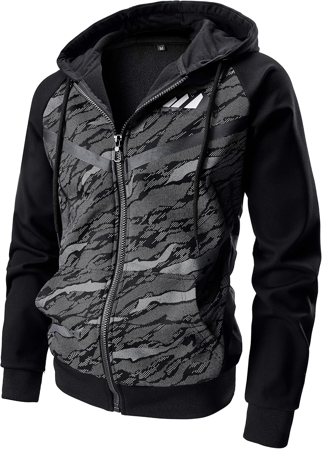 Men’s Color Block Hoodie-Full Zip Ultimate Heavyweight Fleece Hoodie-Camo zip up hoodie With Kanga Pocket