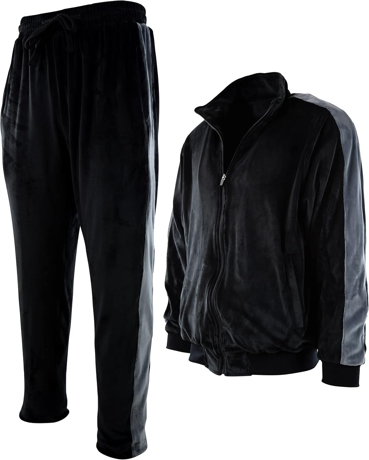 Mens Velour Set with Zippered Pockets and Velour Lining