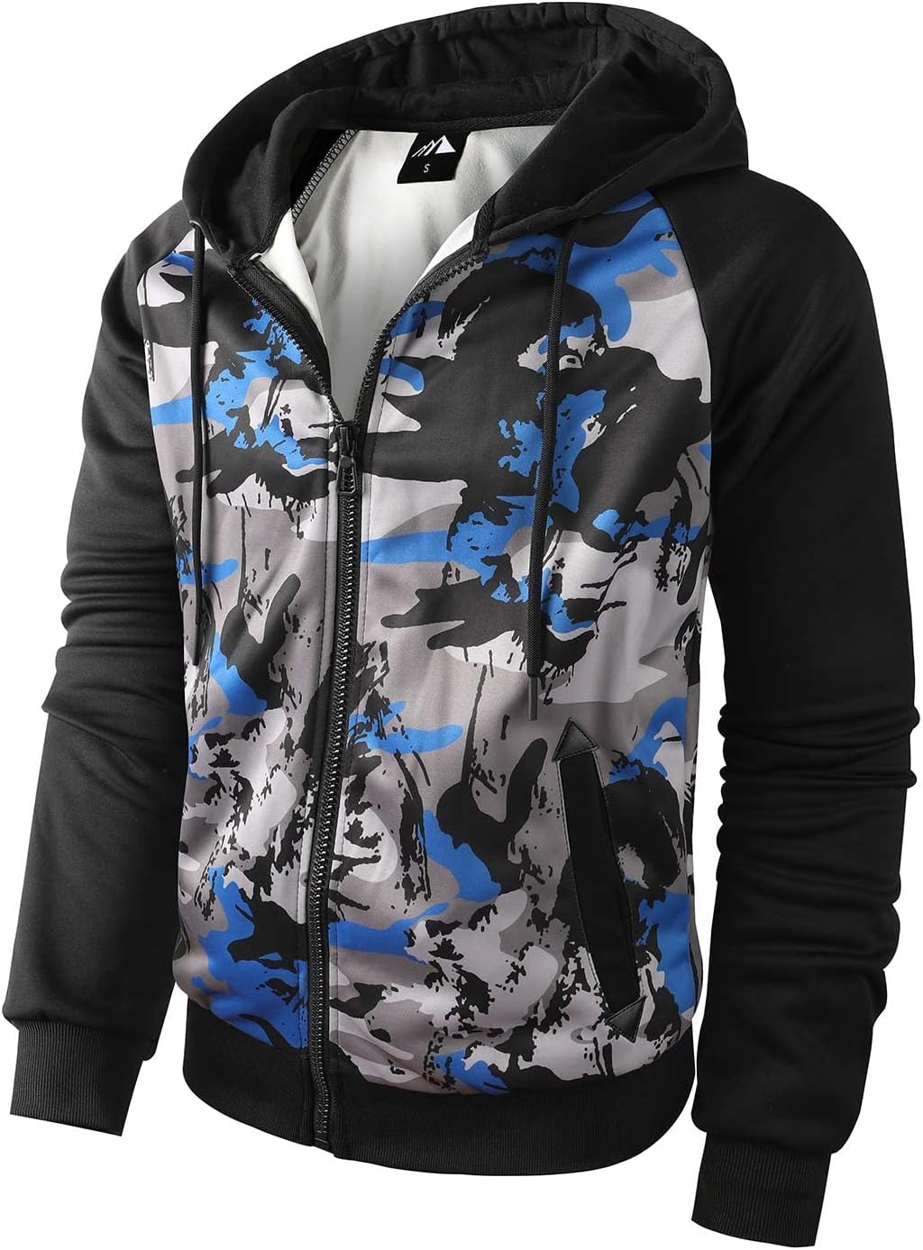 Men’s Zip Up Color Block Hoodie Fleece Gym Workout zippered Sweatshirt Fashion Long Sleeve Hooded WIth Pocket