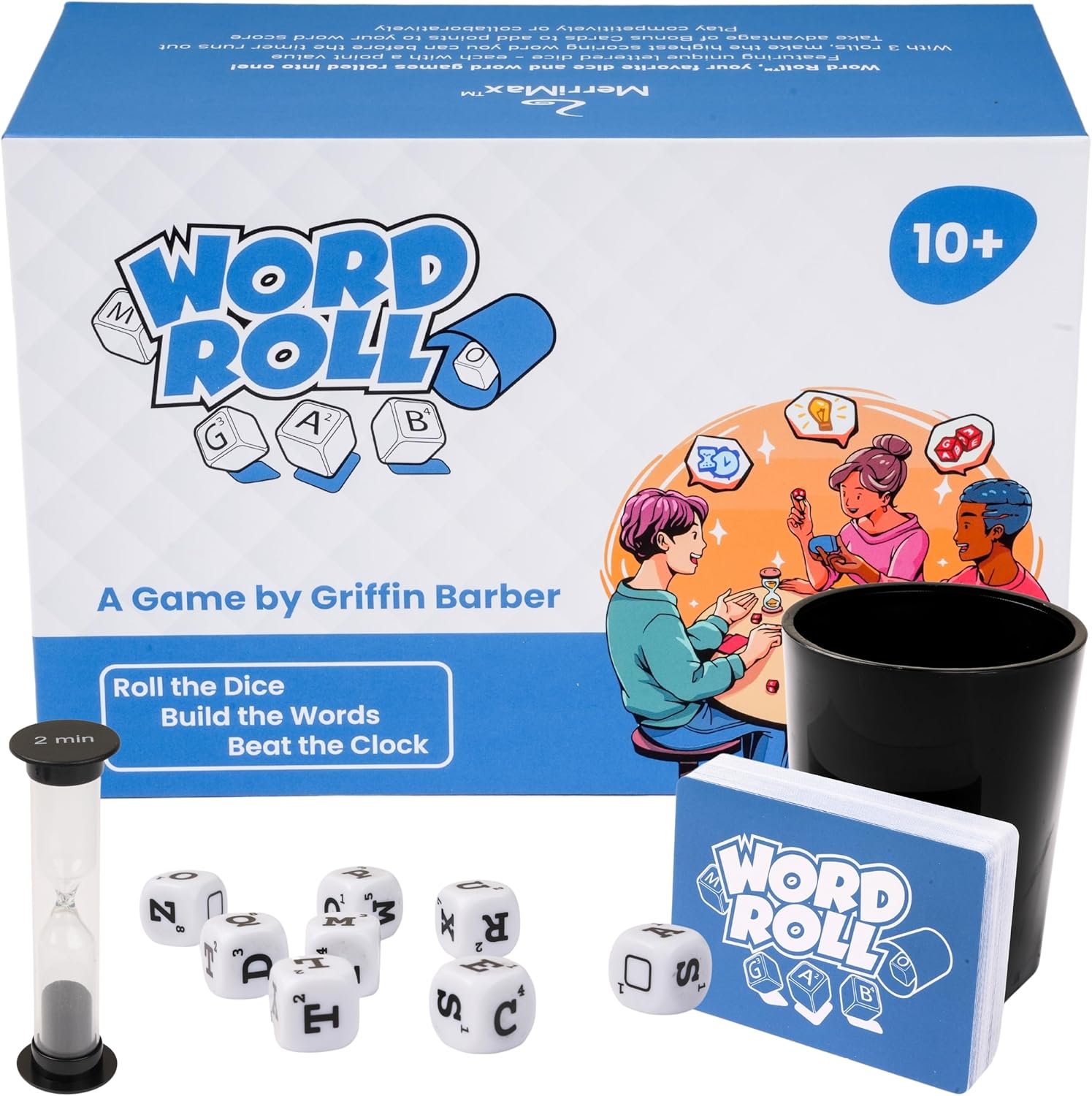 Merrimax Word Roll Dice Game — Word-Building Family Games for Kids and Adults/Party Games for Family Game Nights — Entertaining Word Games for Adults, Dice Games for Kids 10+ (Card Games for All Ages)