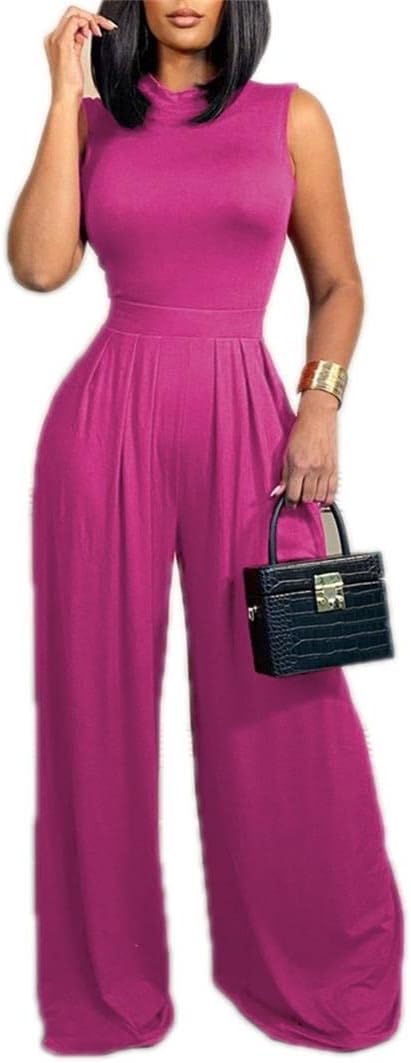 Molilove Women’s Two Piece Outfit Sleeveless Crewneck Tops with Long Pants Lounge Wear Womens Two Piece Outfits