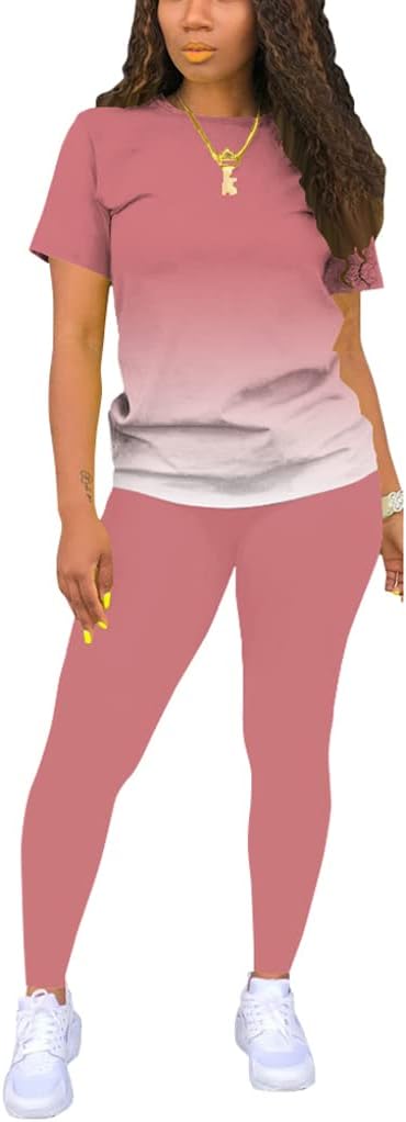 Mrskoala Women Two Piece Outfits Summer Sweatsuits Matching Jogger Sets Loungewear Tracksuit