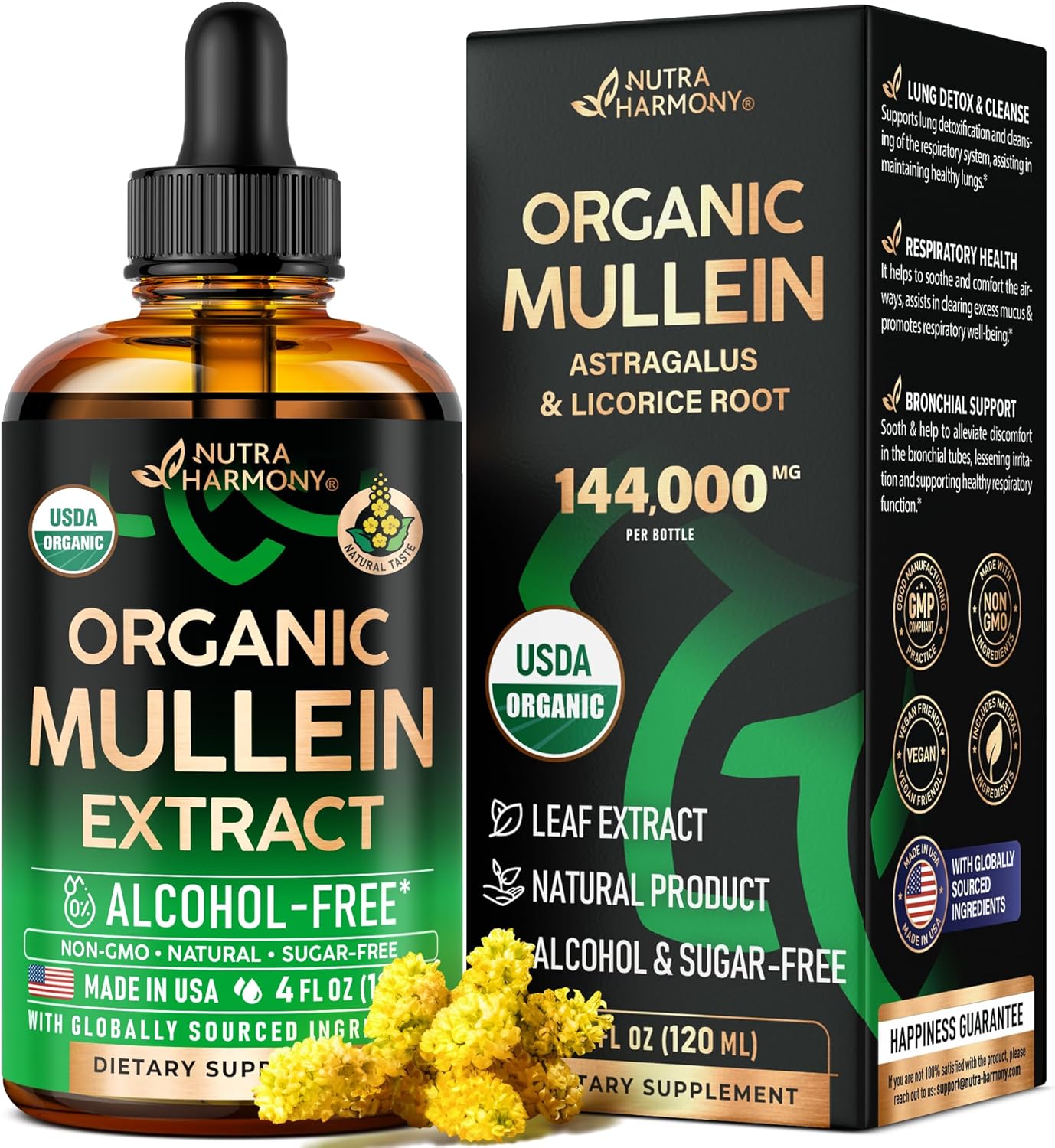 Mullein Drops for Lungs – USDA Organic Liquid – Mullein Leaf Extract Supplement – Made in USA – Lung & Bronchial Cleanse for Smokers – Respiratory Health Support – As Tincture, Tea, Pills – 4 fl oz