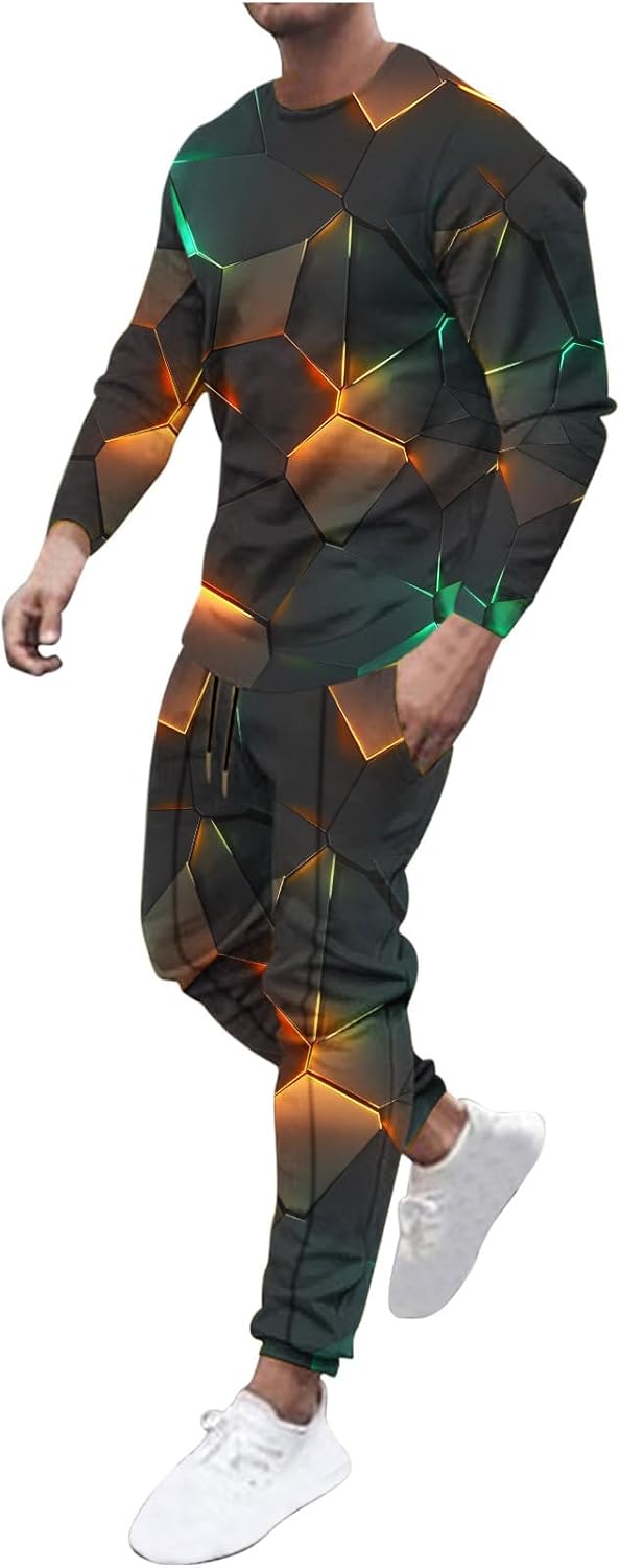 Muscularfit Men’s Tracksuits Sweatsuits for Men Set Track Suits 2 Piece 3D Print Casual Pullover Shirts and Athletic Pant Set