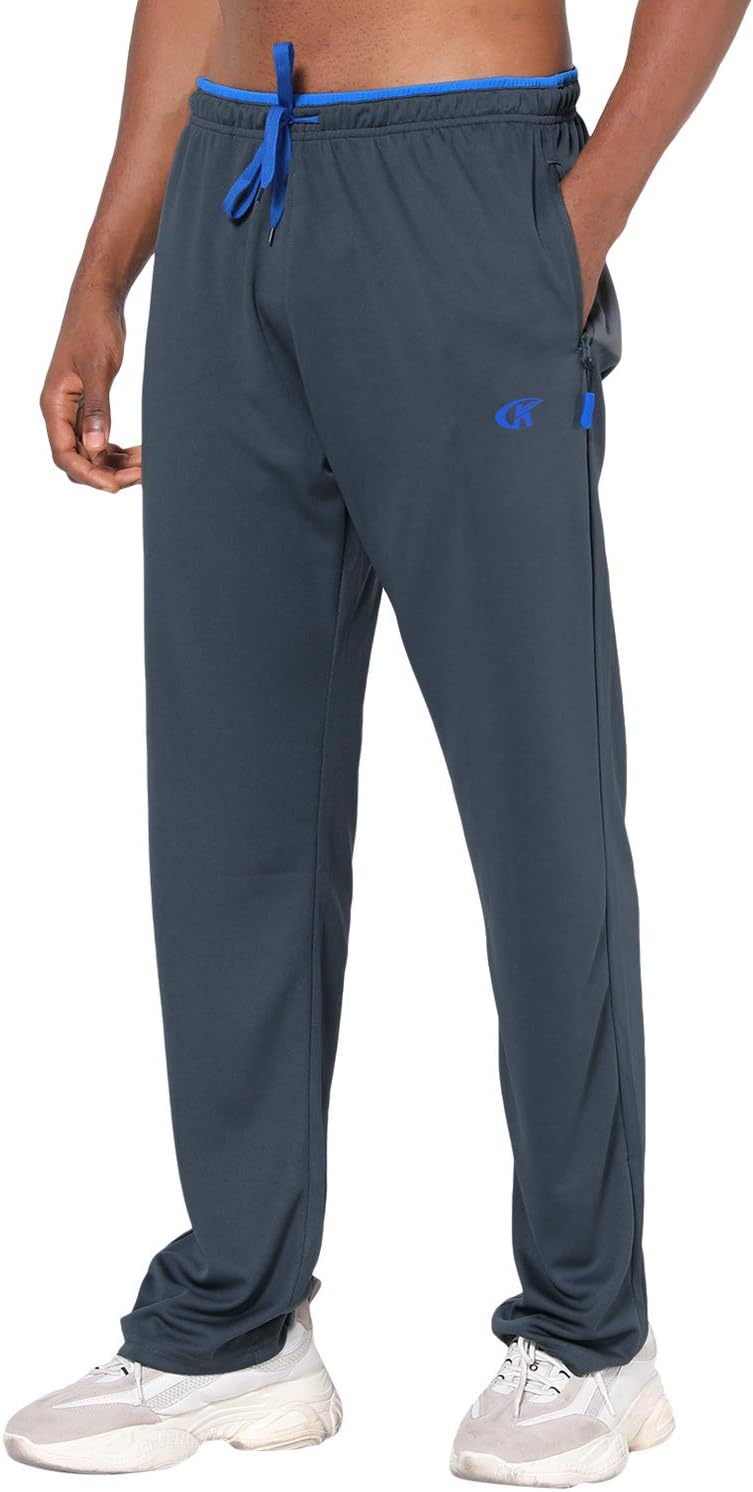 NEIKU Mens Lightweight Sweatpants with Pockets Open Bottom Mesh Athletic Pants for Running
