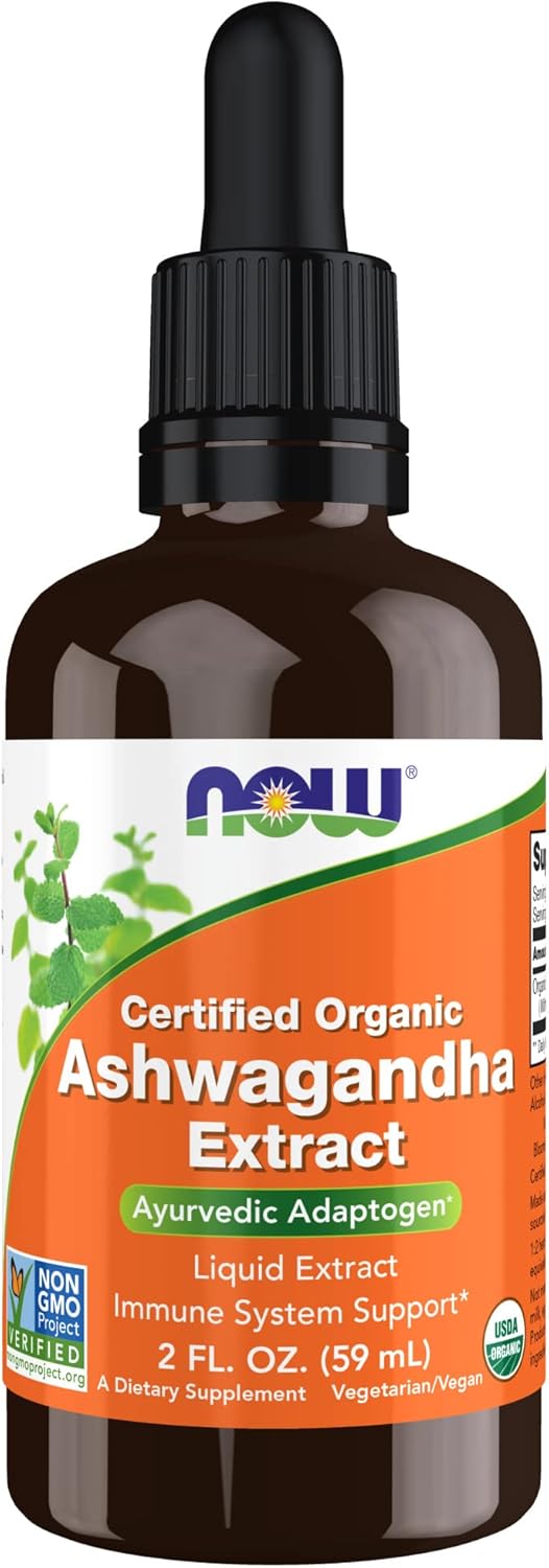 NOW Foods Supplements, Ashwagandha Liquid Extract, Organic, Immune System Support, 2 fluid ounces