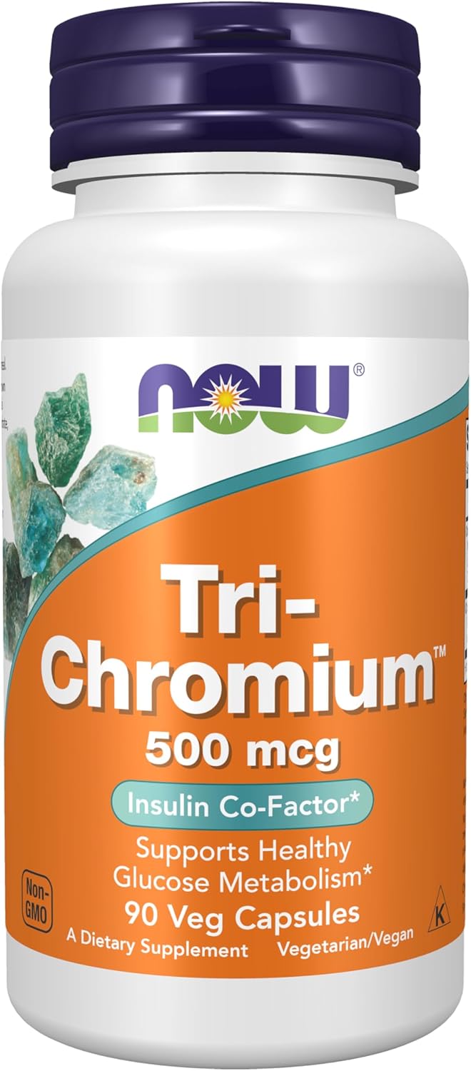 NOW Supplements, Tri-Chromium™ 500 mcg with Cinnamon, Insulin Co-Factor*, 90 Veg Capsules