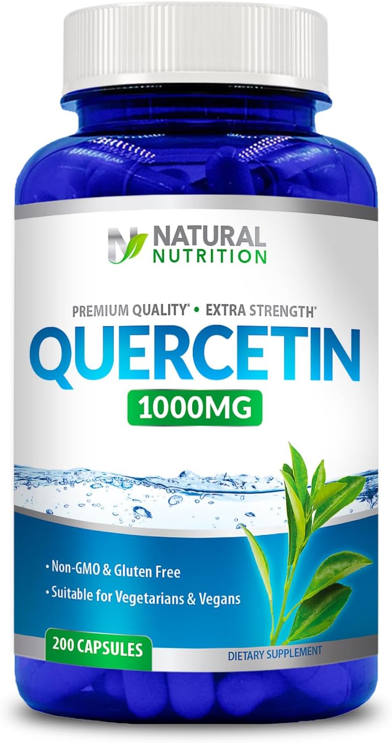 Natural Vitamin Quercetin Maximum Strength 1000mg 200 Capsules Gluten Free Non-GMO