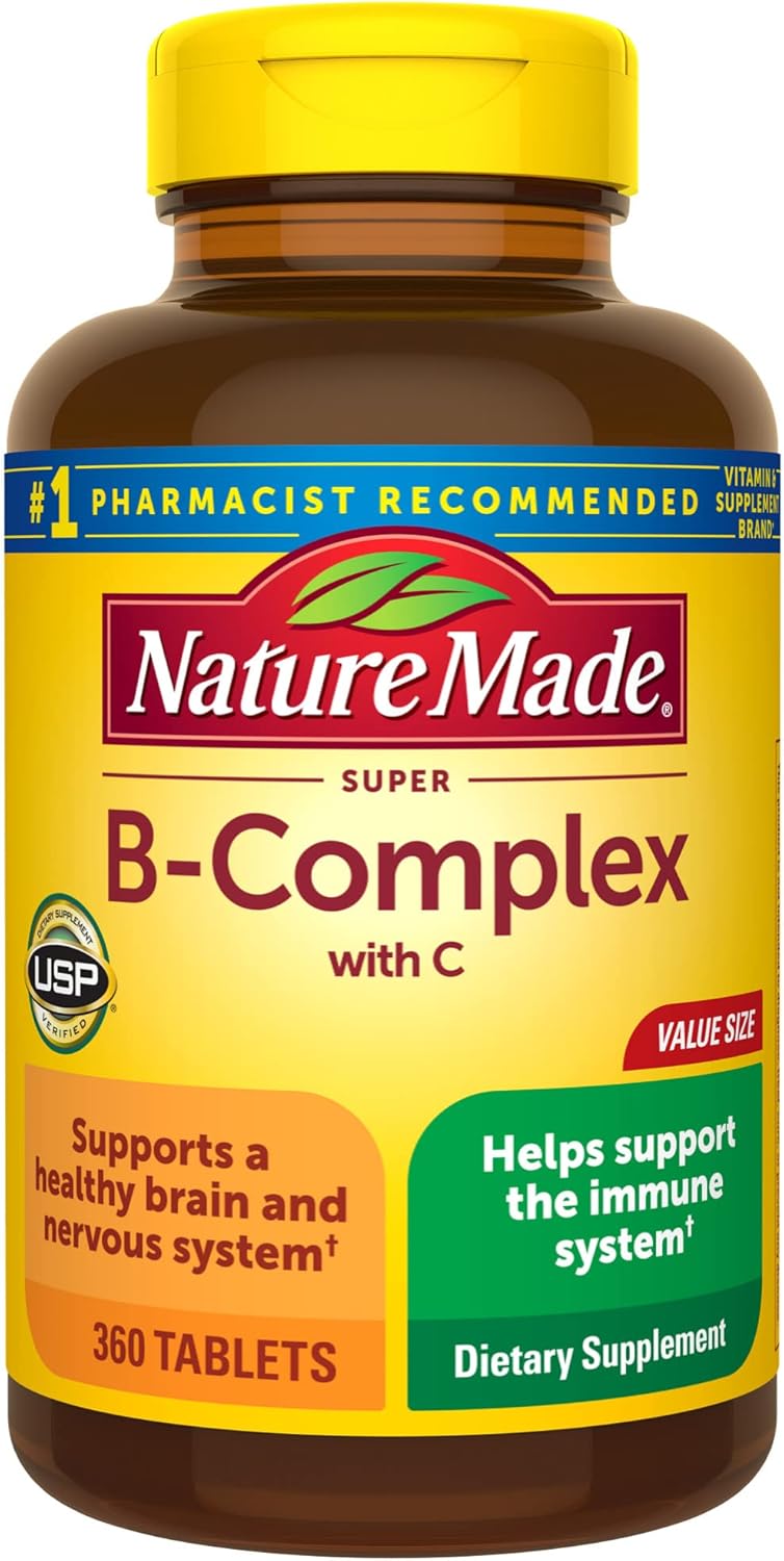 Nature Made Super B Complex with Vitamin C and Folic Acid, Dietary Supplement for Immune Support, 140 Tablets, 140 Day Supply