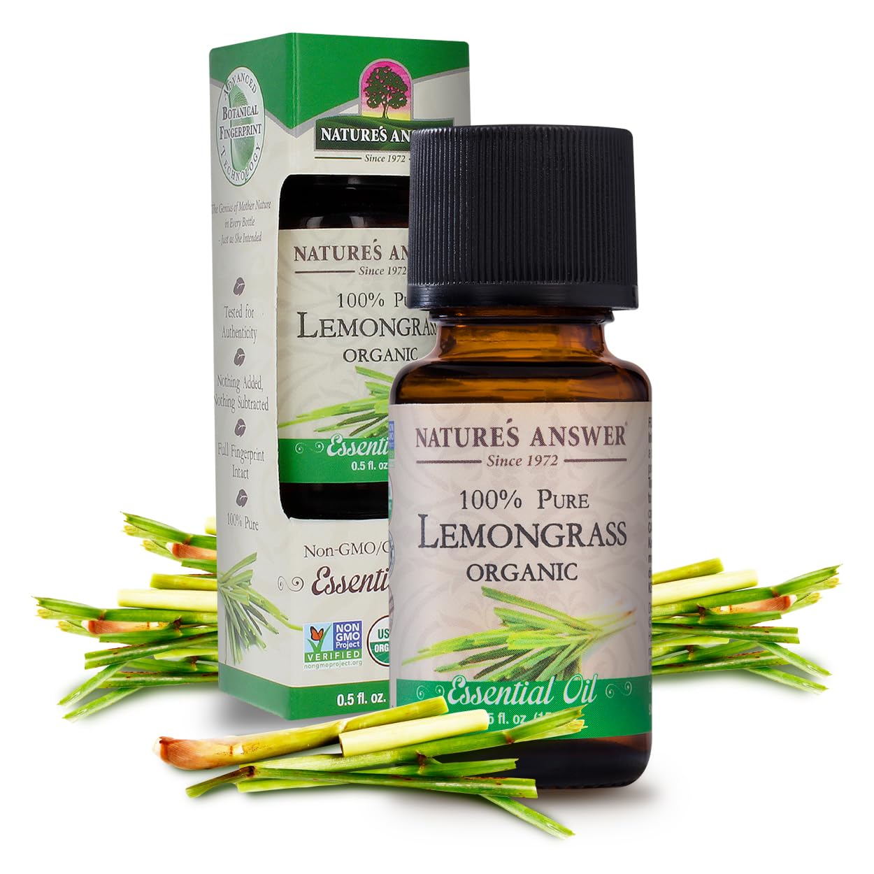 Nature’s Answer USDA Organic Lemongrass Essential Oil, 100% Pure | Natural Aromatherapy Oil for Diffuser/Humidifier, Steam Distilled 0.5 fl oz. (15ml) | Made in USA