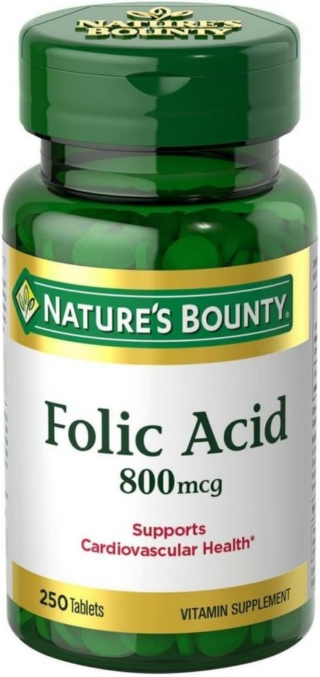 Nature’s Bounty Folic Acid 800 mcg Tablets Maximum Strength 250 ea