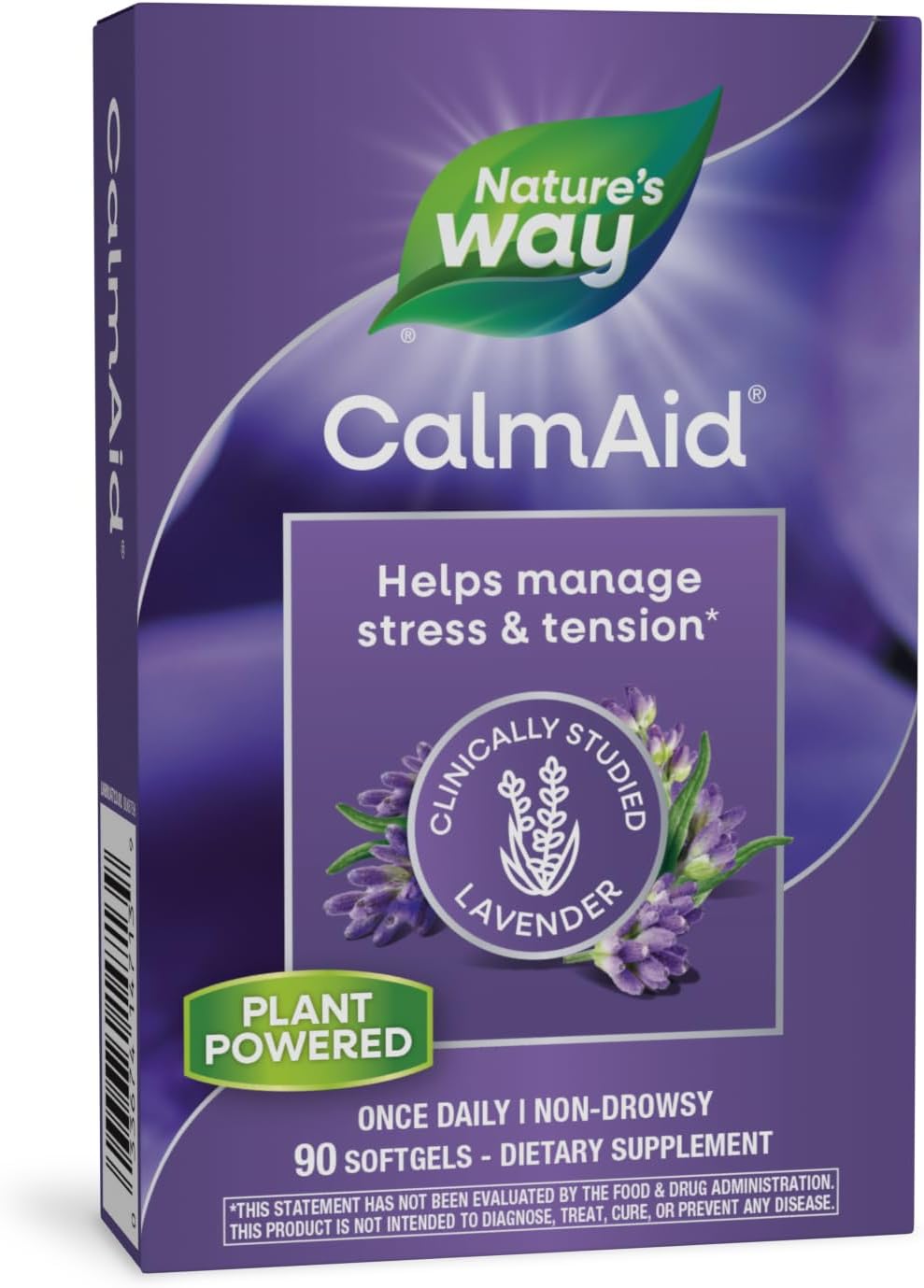 Nature’s Way CalmAid, Helps Manage Stress and Tension, Clinically Studied Lavender, Non-Drowsy, 90 Softgels