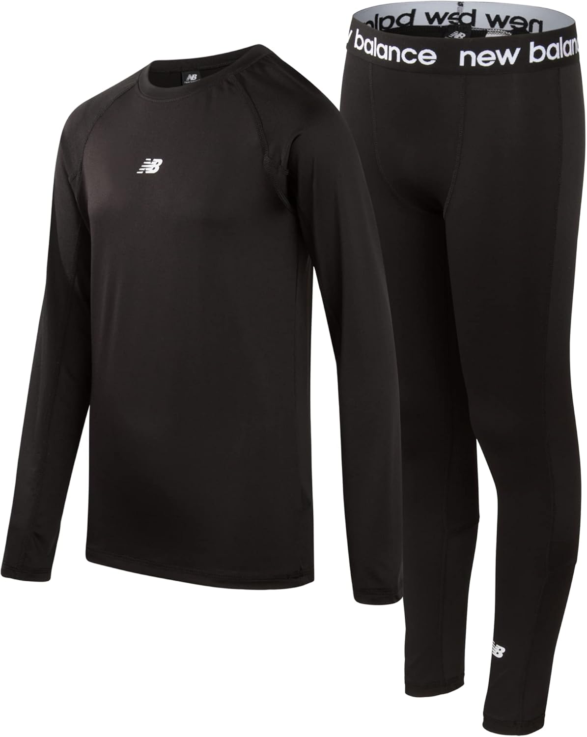 New Balance Boys’ Performance Underwear Set – Base Layer Long Sleeve T-Shirt and Tights