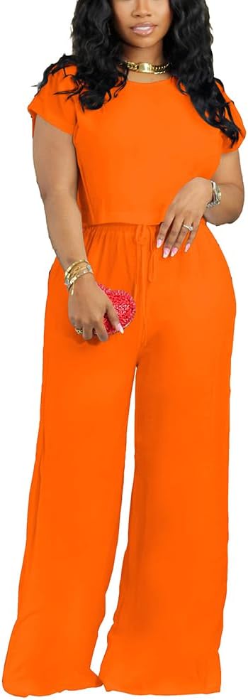 Nimsruc 2 Piece Outfits for Women Casual Sweat Set Comfy Short Sleeve Matching Clothing tracksuit