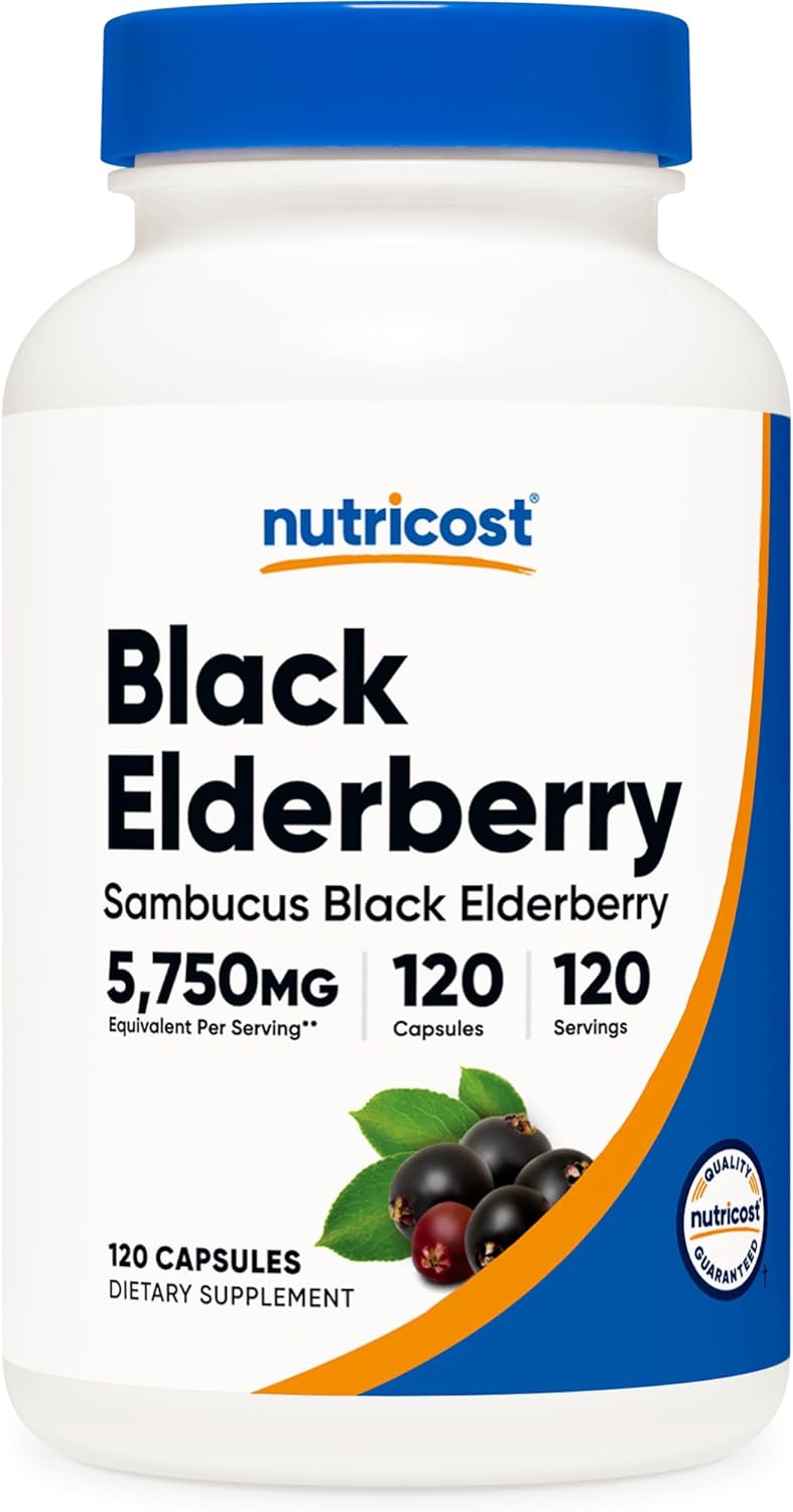 Nutricost Elderberry Capsules 575mg (120 Capsules) – Black Elderberry, Vegetarian Capsules, Gluten Free and Non-GMO Supplement