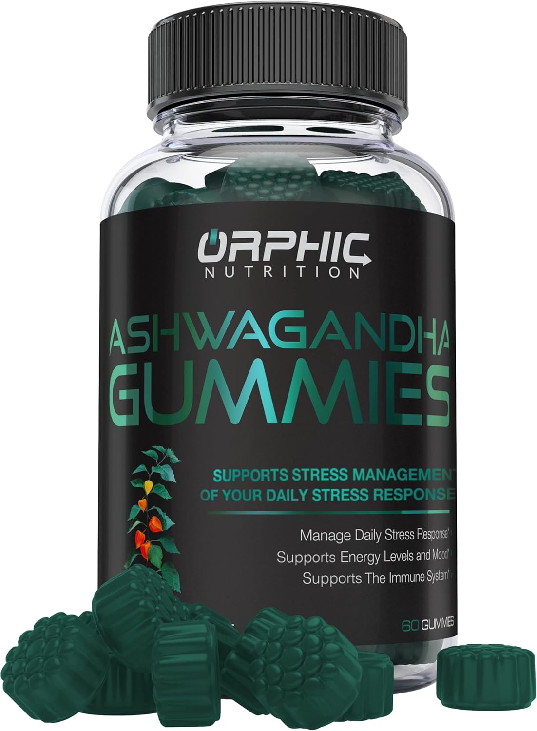 ORPHIC NUTRITION Ashwagandha Gummies -1000MG Ashwagandha Per Serving – Formulated with Maca Root, Lemon Balm & L-Theanine – Supports Natural Immunity and Good Sleep*- 60 Gummies