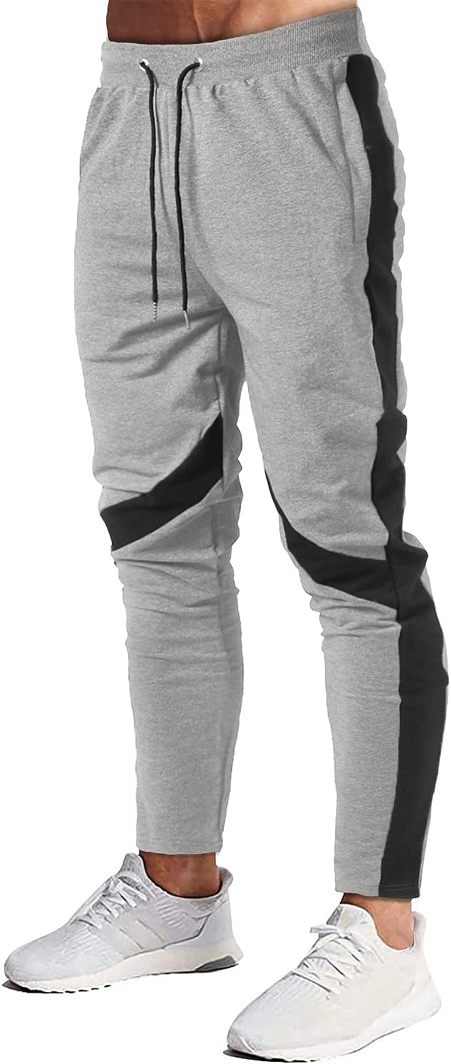 OUTSON Men’s Jogger Sweatpants,Slim Fit Pants with Pocket Side Striped Reflection Track Pants for Jogging, Gym, Running