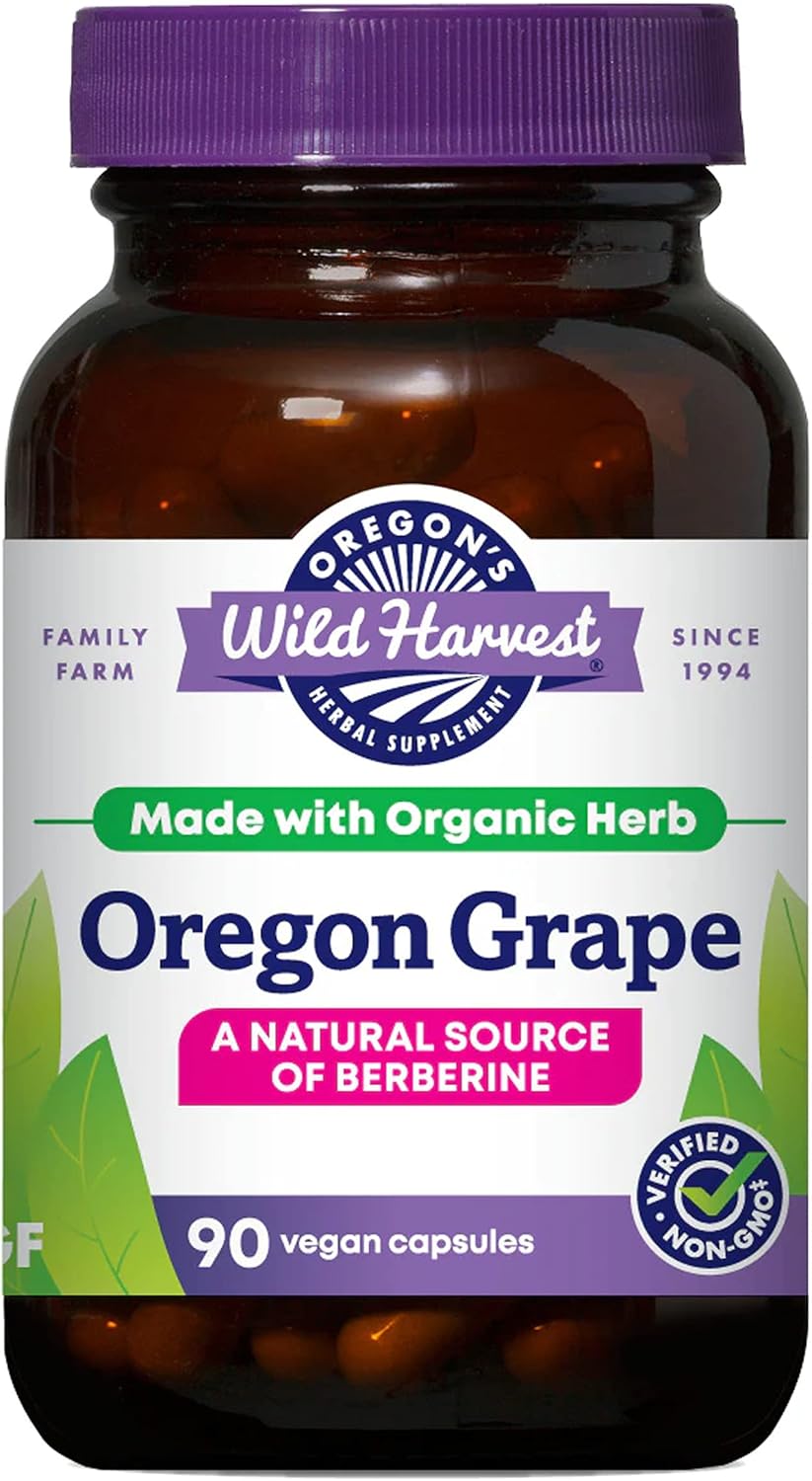 Oregon’s Wild Harvest, Certified Organic Oregon Grape, Berberine Supplement, 1140 mg, 90 Count