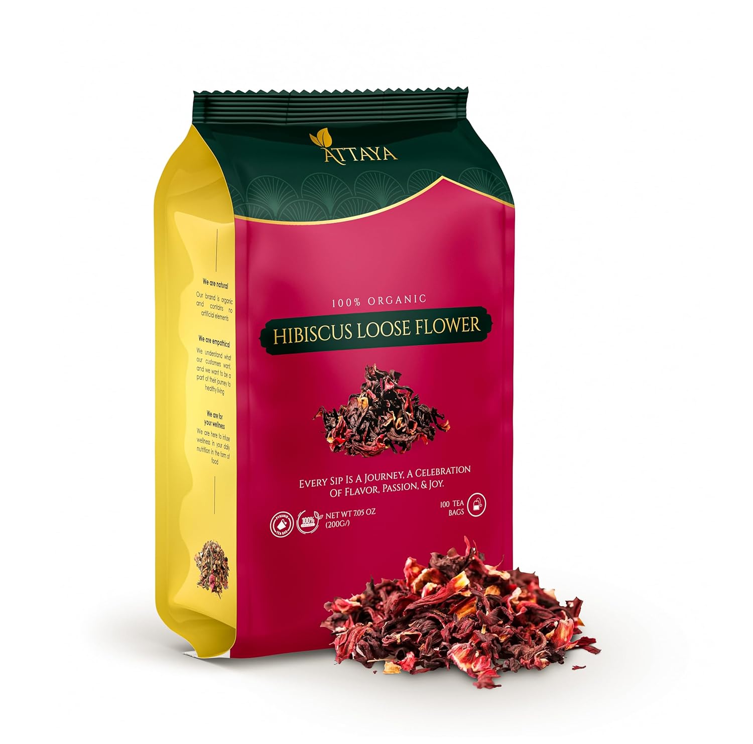 Organic Hibiscus Loose Flowers – Cut & Sifted, 16oz (1 lb) | 100% Pure & Dried, Non-GMO, Caffeine-Free | Rich in Antioxidants | For Wellness, Relaxation, and Immune Support.