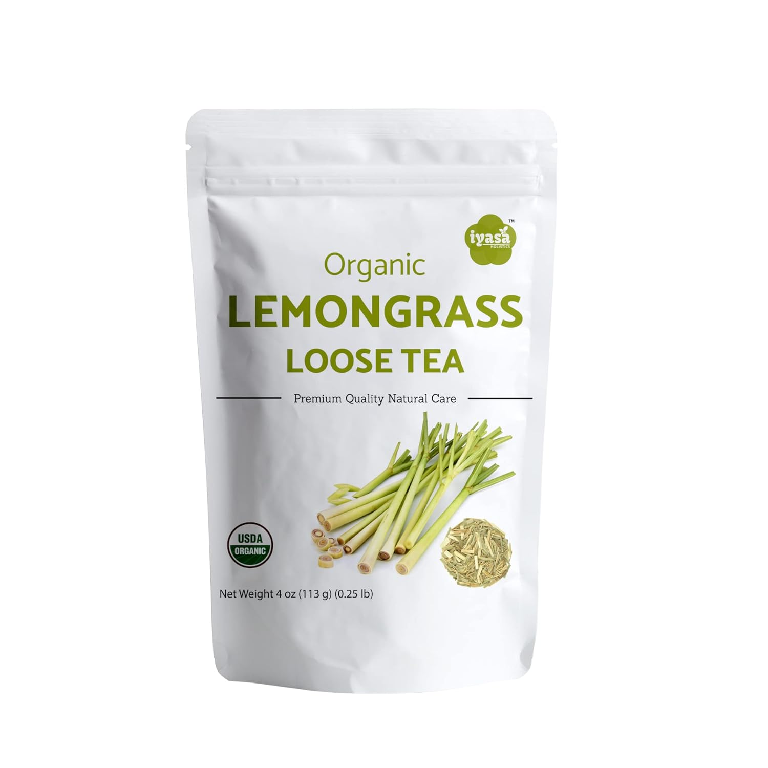 Organic Lemongrass Tea Loose Leaf Cuts, Cymbopogon Flexuosus,Sifted, East Indian Lemongrass, Malabar Grass, Delicious, Relaxing, Caffein Free Tea 04 Ounce