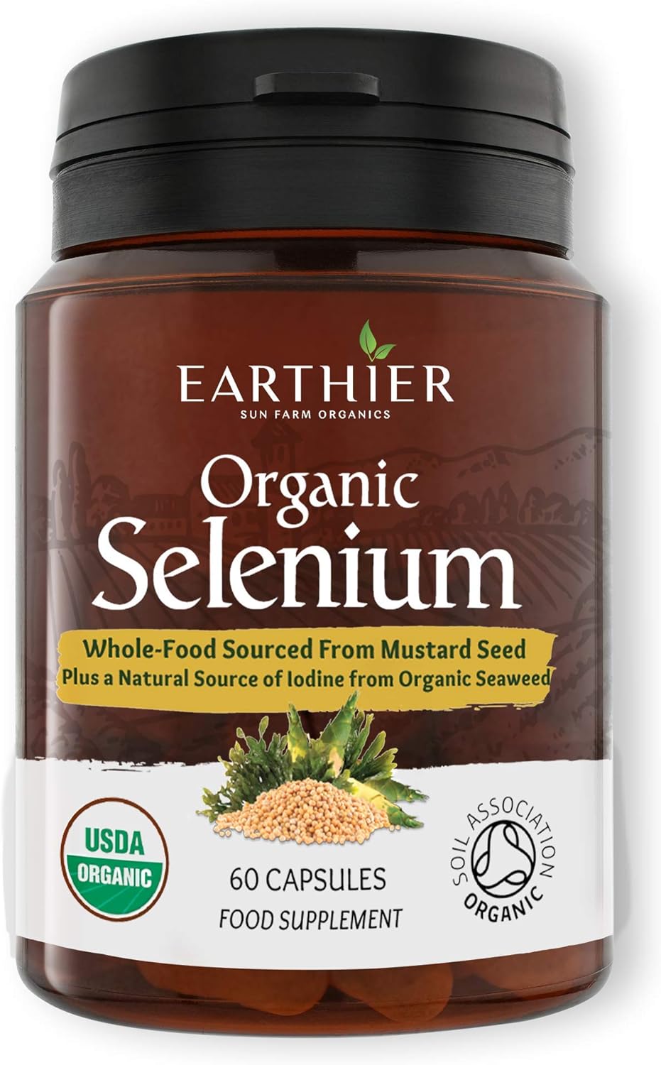 Organic Selenium 200 mcg with Iodine and Silica All from Certified Organic Whole Foods – Two Month Supply
