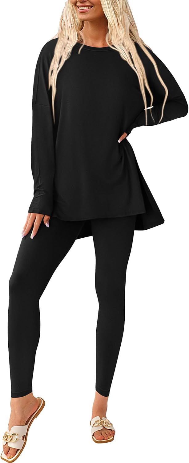 PRETTYGARDEN Women’s Fall 2 Piece Outfits Casual Long Sleeve Tunic Tops Legging Pants Matching Lounge Sets Sweatsuits