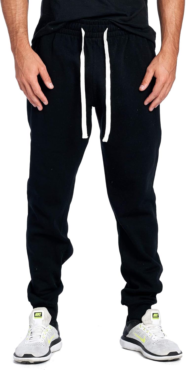 PROGO USA Men’s Joggers Sweatpants Basic Fleece Marled Jogger Pant Elastic Waist